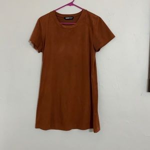 audrey 3 + 1 orange suede tshirt dress